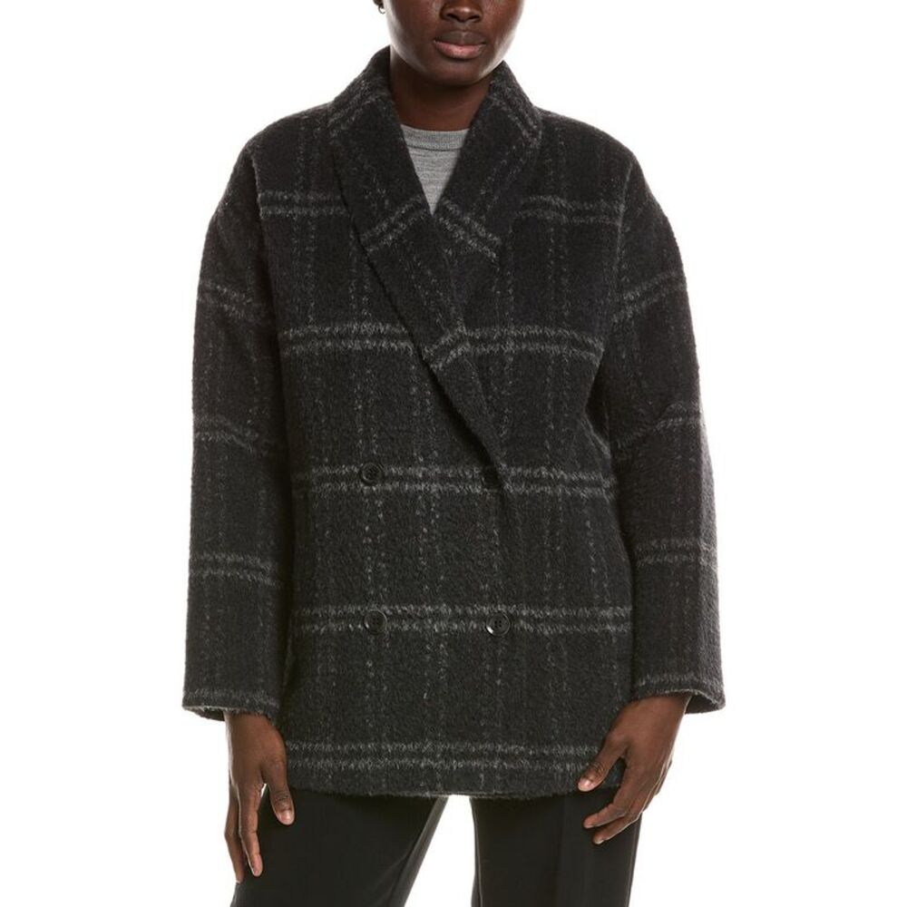 Eileen Fisher Womens Alpaca & Wool-Blend Shawl Collar Coat, Gray
